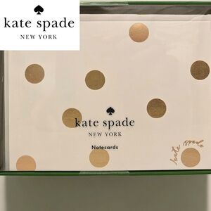 NWT Kate Spade Gold Polka Dot 10 Count Notecards with Envelopes in Giftbox
